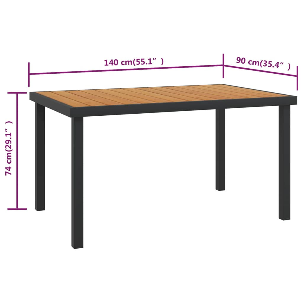 Vrtni stol smeđi 140 x 90 x 74 cm aluminij i WPC