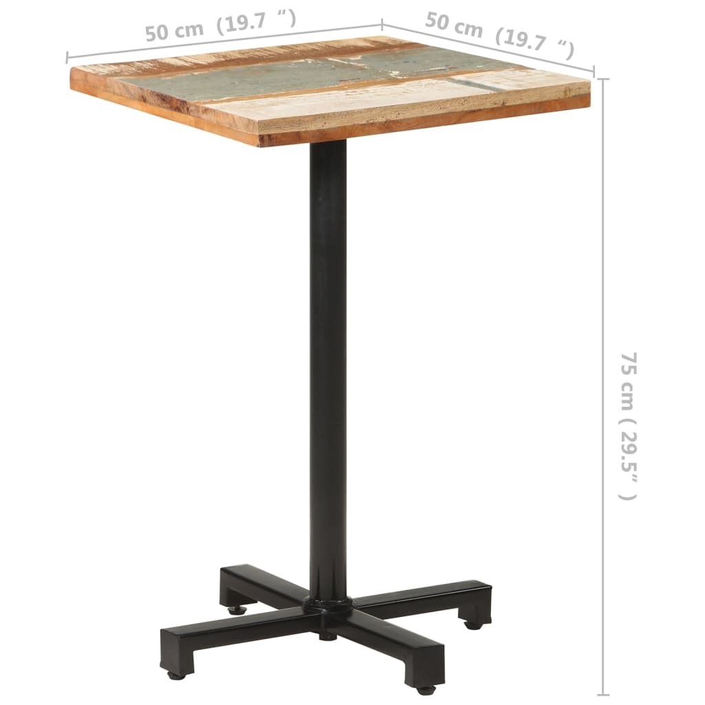 Bistro stol četvrtasti 50 x 50 x 75 cm masivno obnovljeno drvo