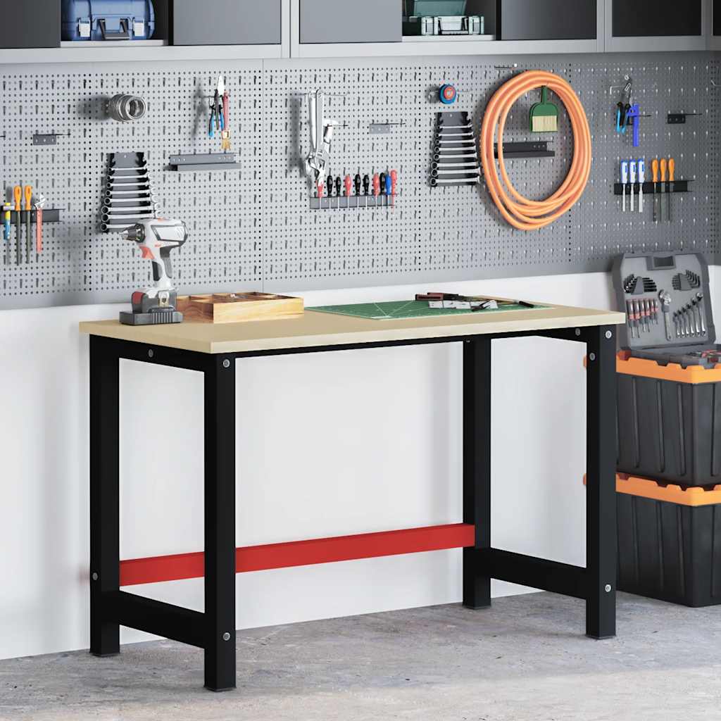 Okvir za radni stol metalni 120 x 57 x 79 cm crno-crveni