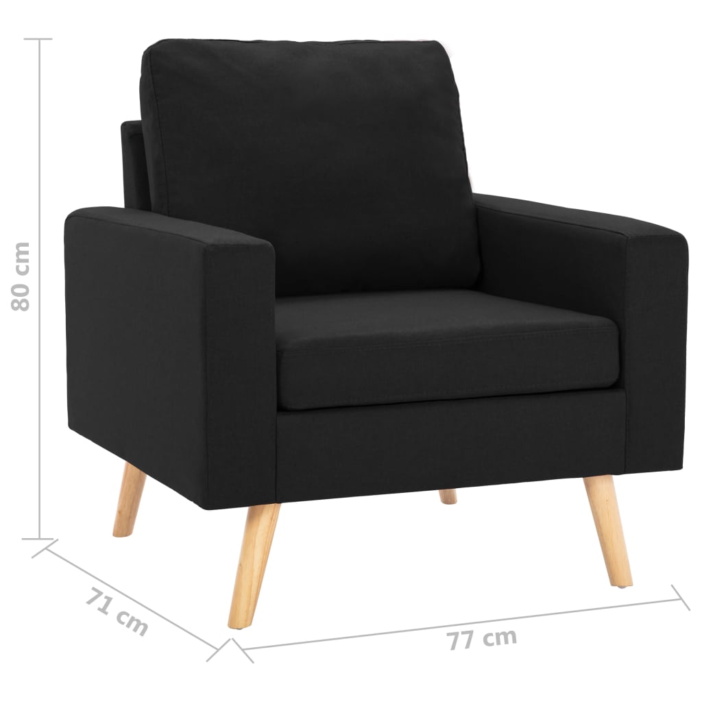 2-dijelni set sofa od tkanine crni