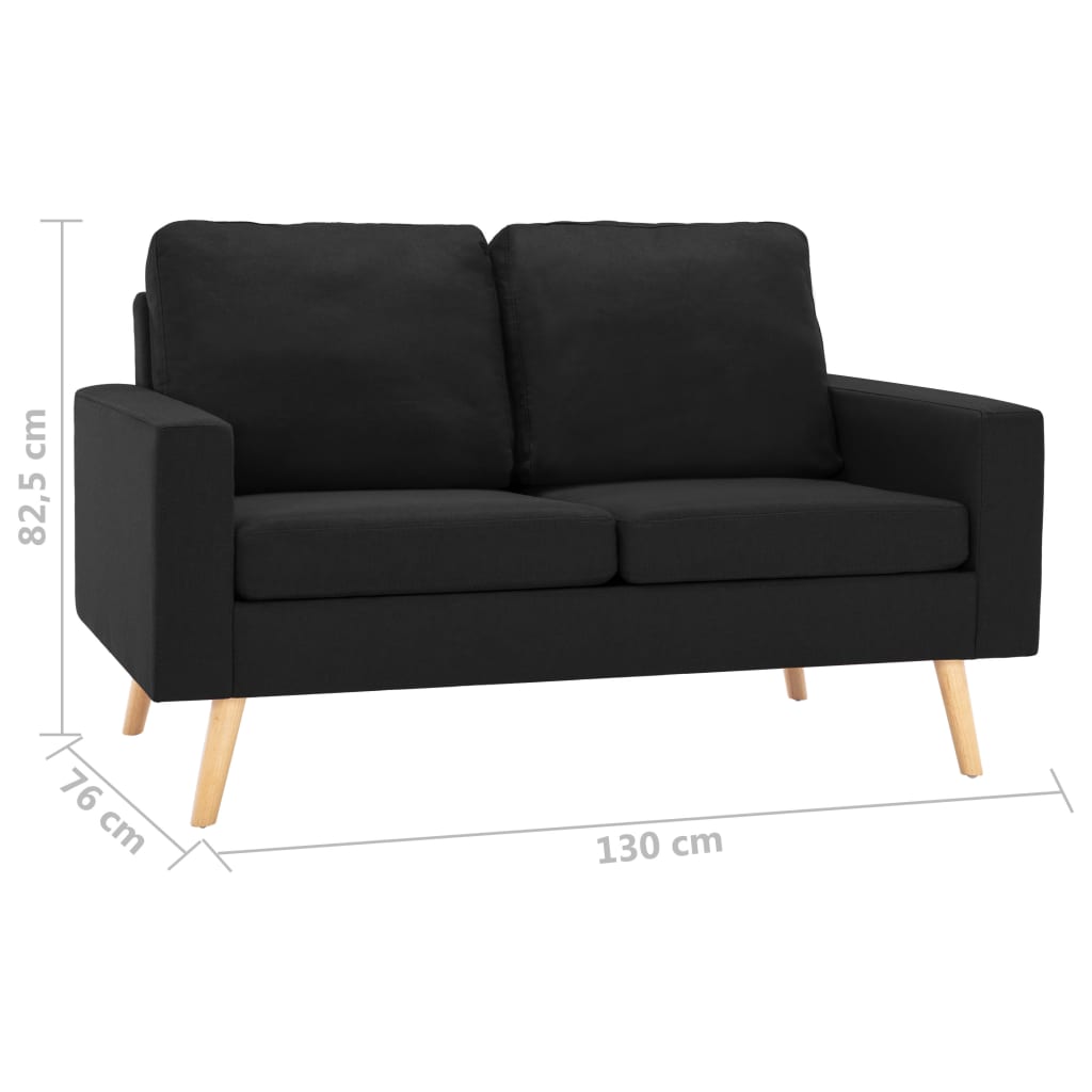 2-dijelni set sofa od tkanine crni