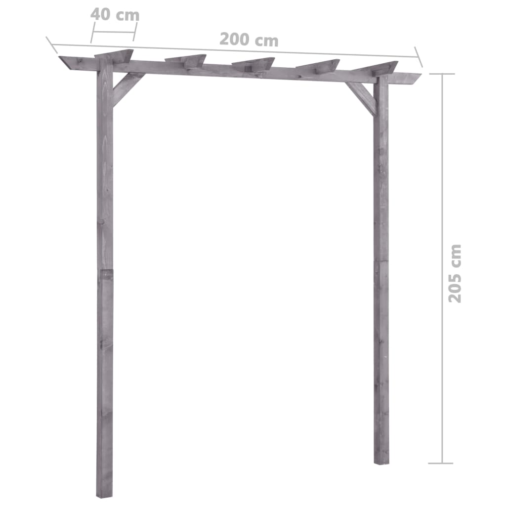 Vrtna pergola siva 200 x 40 x 205 cm od impregnirane borovine