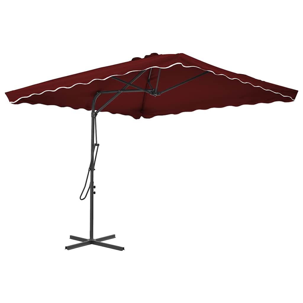 Vrtni suncobran s čeličnim stupom 250 x 250 x 230 cm bordo