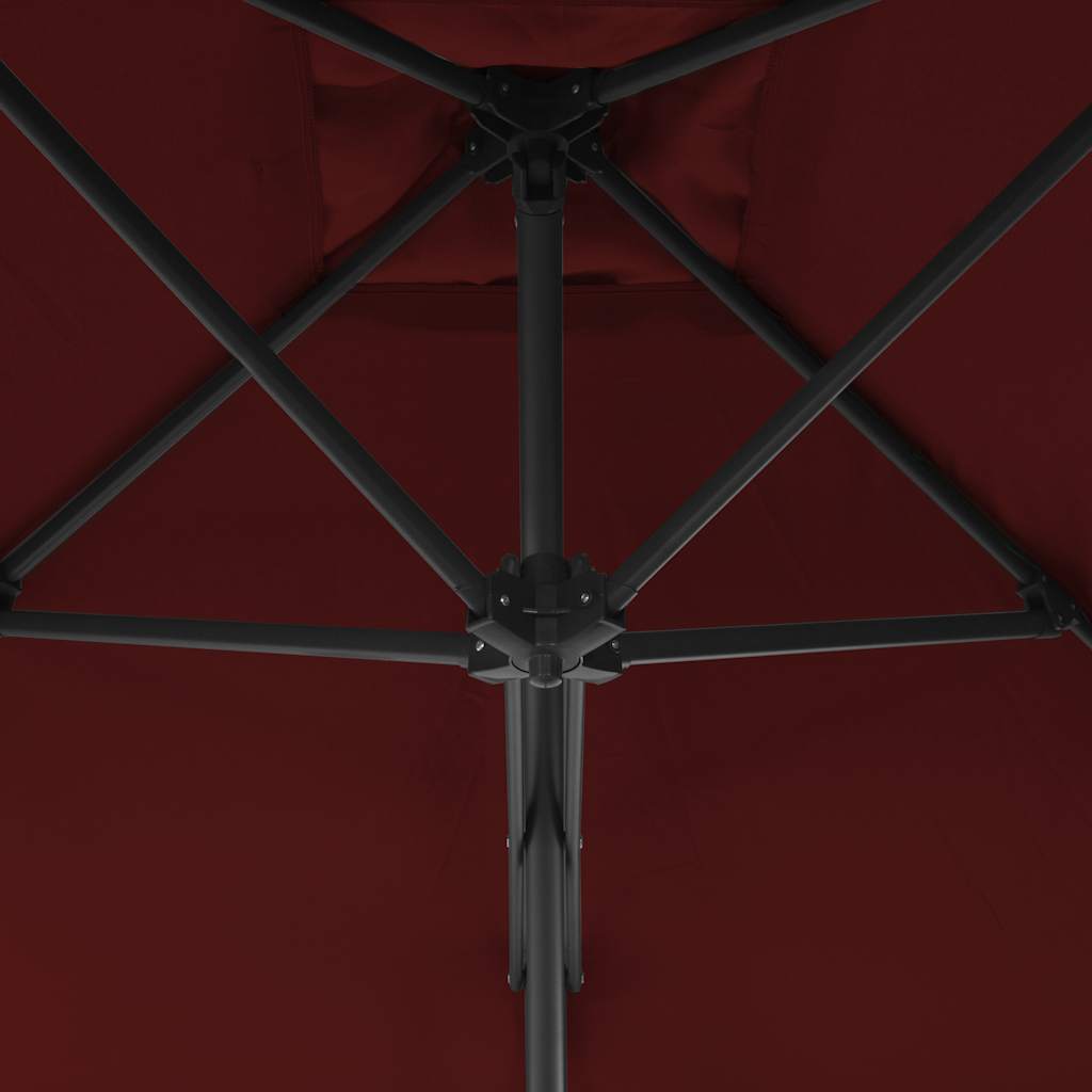 Vrtni suncobran s čeličnim stupom 250 x 250 x 230 cm bordo