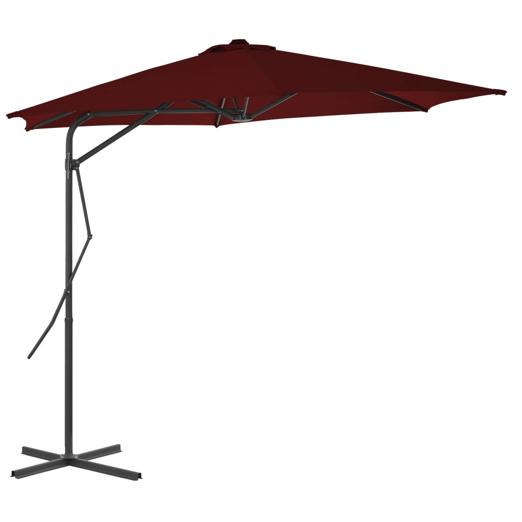 Vrtni suncobran s čeličnim stupom 300 x 230 cm bordo