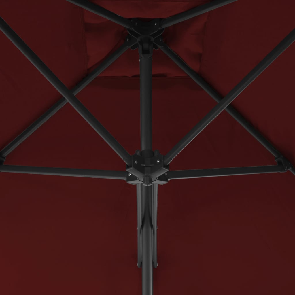 Vrtni suncobran s čeličnim stupom 300 x 230 cm bordo
