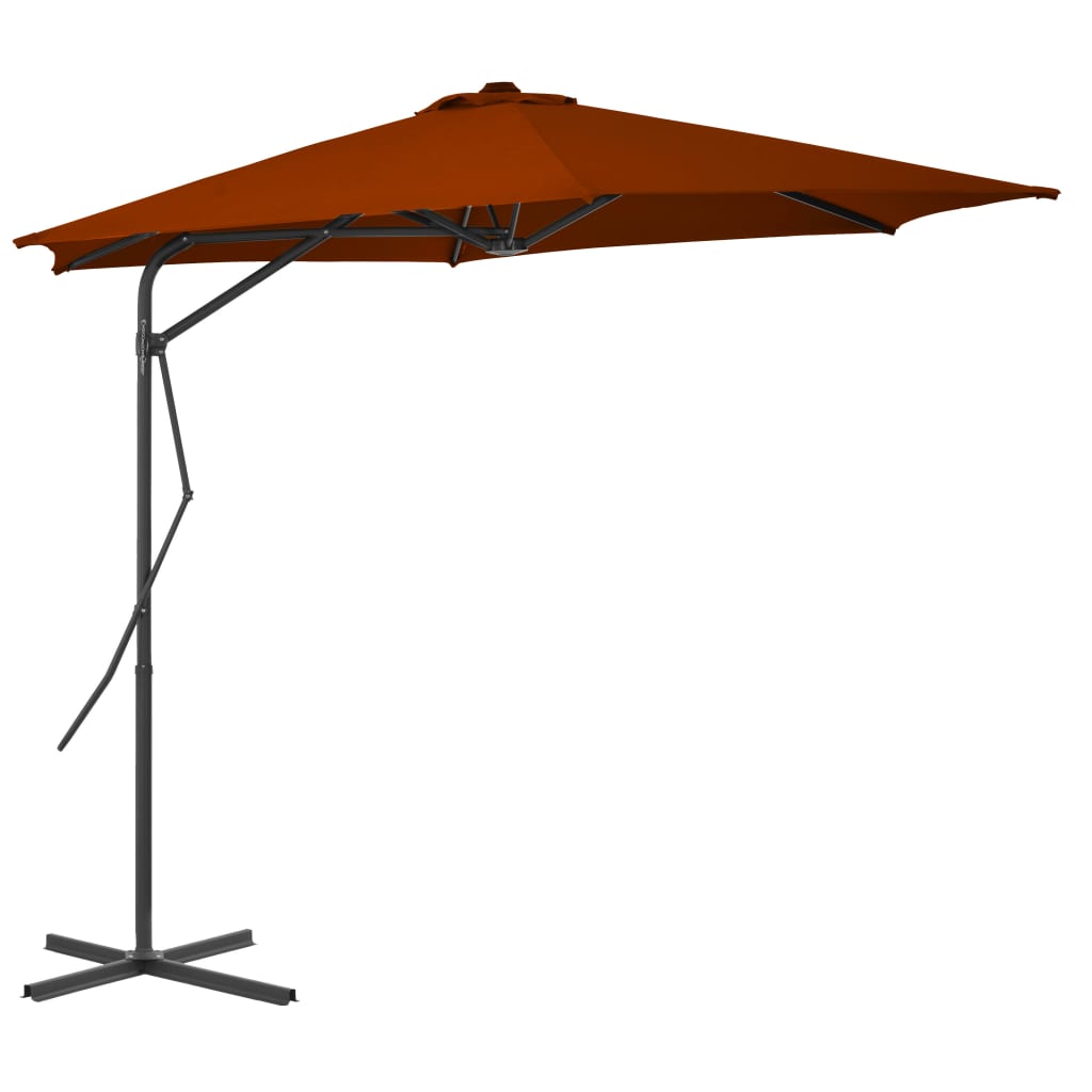Vrtni suncobran s čeličnim stupom 300 x 230 cm terakota