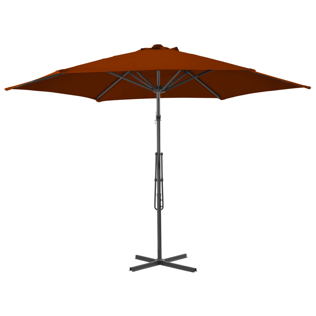 Vrtni suncobran s čeličnim stupom 300 x 230 cm terakota