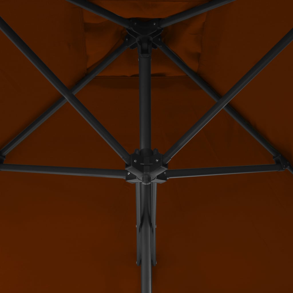 Vrtni suncobran s čeličnim stupom 300 x 230 cm terakota