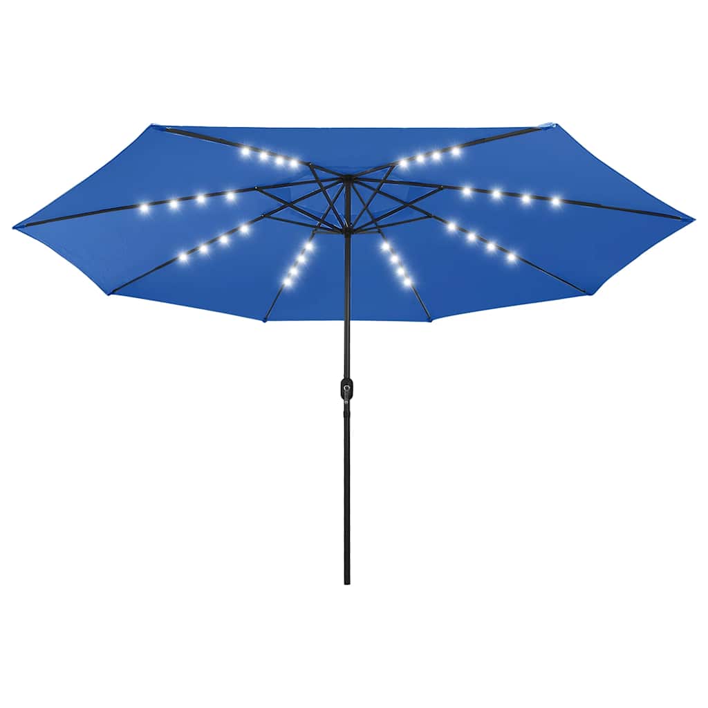 Vrtni suncobran s LED svjetlima 400 cm azurnoplavi