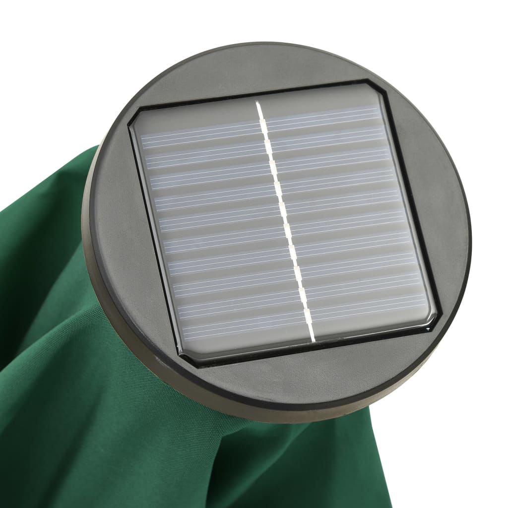 Vrtni suncobran s LED svjetlima zeleni 200 x 211 cm aluminijski