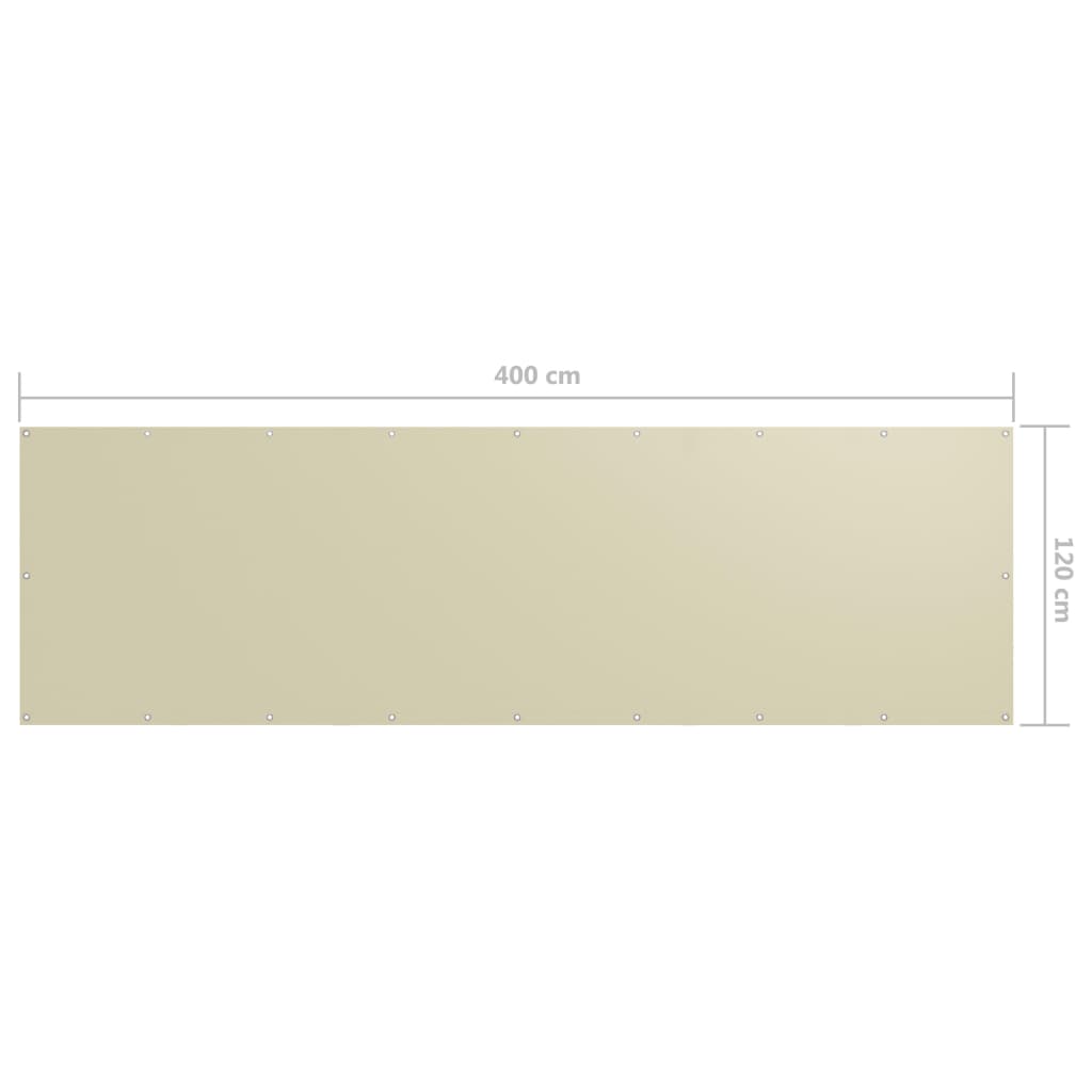 Balkonski zastor krem 120 x 400 cm od tkanine Oxford
