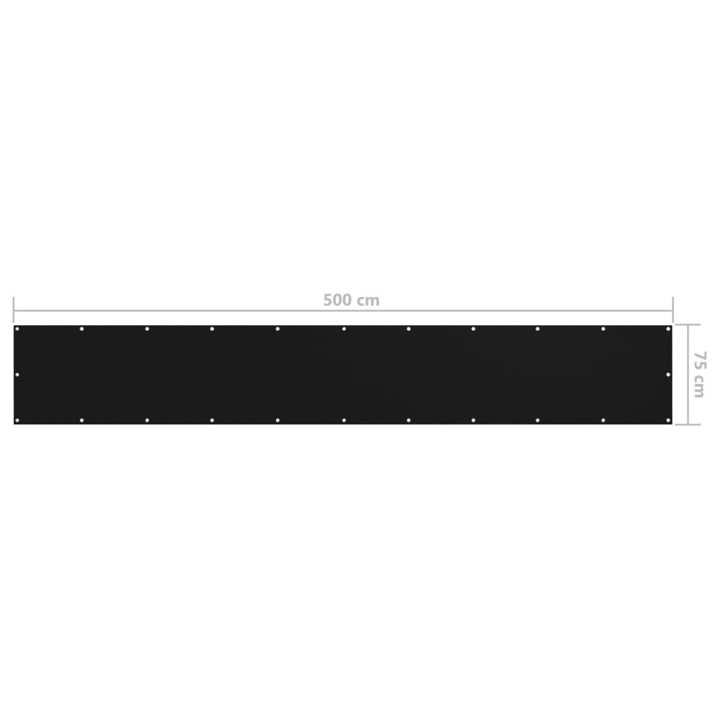 Balkonski zastor crni 75 x 500 cm od tkanine Oxford