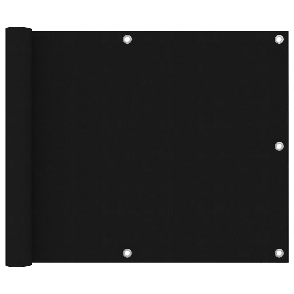 Balkonski zastor crni 75 x 600 cm od tkanine Oxford