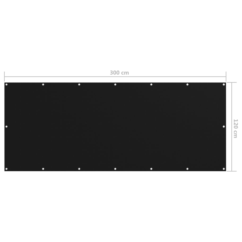 Balkonski zastor crni 120 x 300 cm od tkanine Oxford