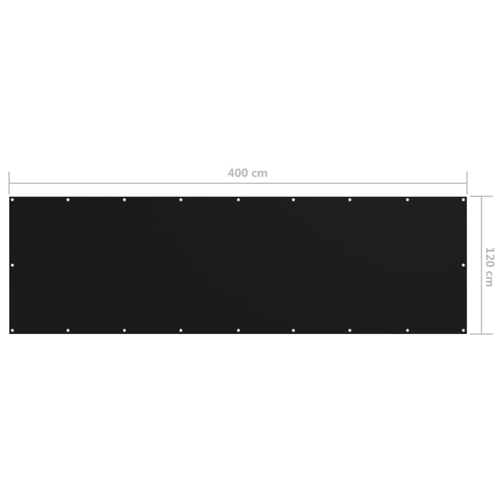 Balkonski zastor crni 120 x 400 cm od tkanine Oxford