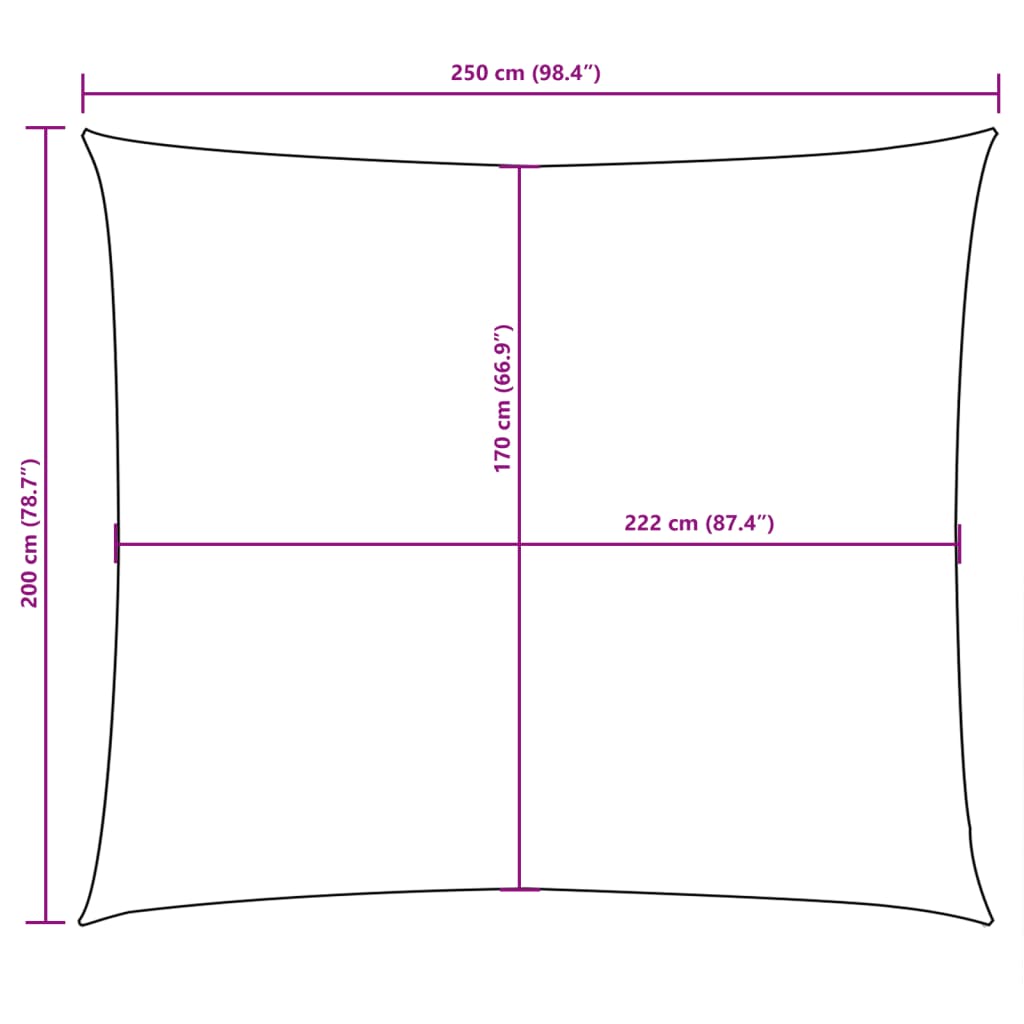 Jedro protiv sunca od tkanine Oxford pravokutno 2 x 2,5 m crno