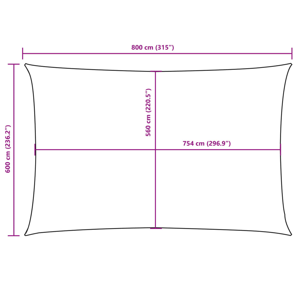 Jedro protiv sunca od tkanine Oxford pravokutno 6 x 8 m crno