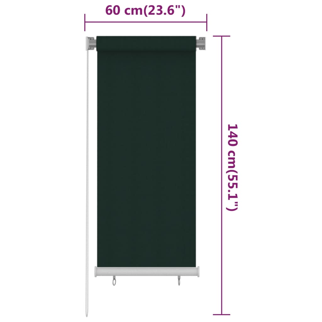 Vanjska roleta za zamračivanje 60 x 140 cm tamnozelena HDPE