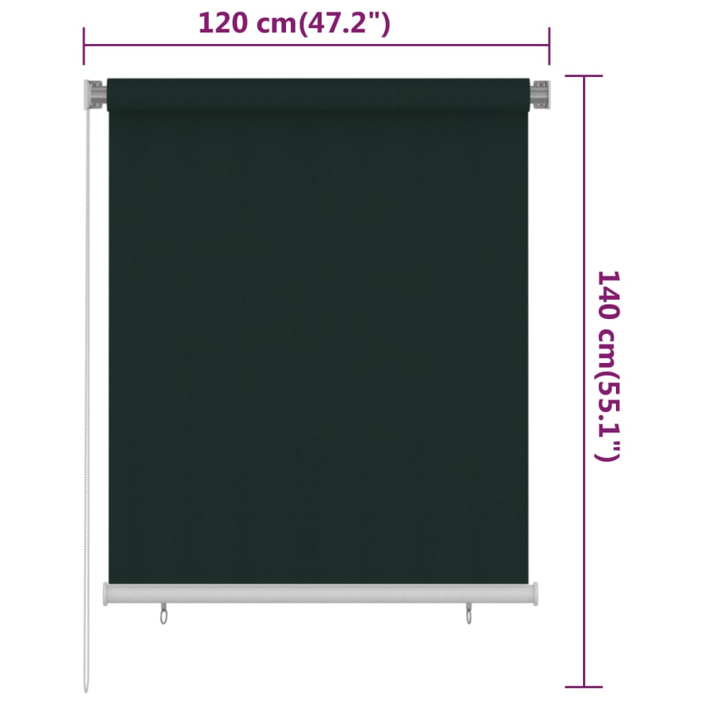 Vanjska roleta za zamračivanje 120 x 140 cm tamnozelena HDPE