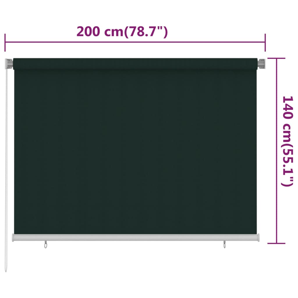 Vanjska roleta za zamračivanje 200 x 140 cm tamnozelena HDPE