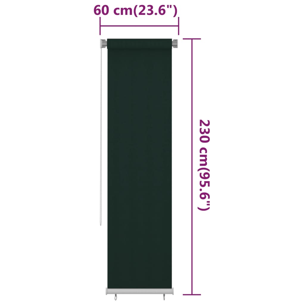 Vanjska roleta za zamračivanje 60 x 230 cm tamnozelena HDPE