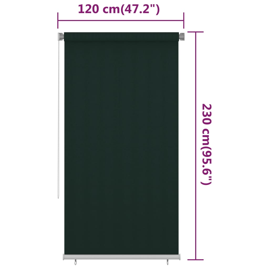 Vanjska roleta za zamračivanje 120 x 230 cm tamnozelena HDPE