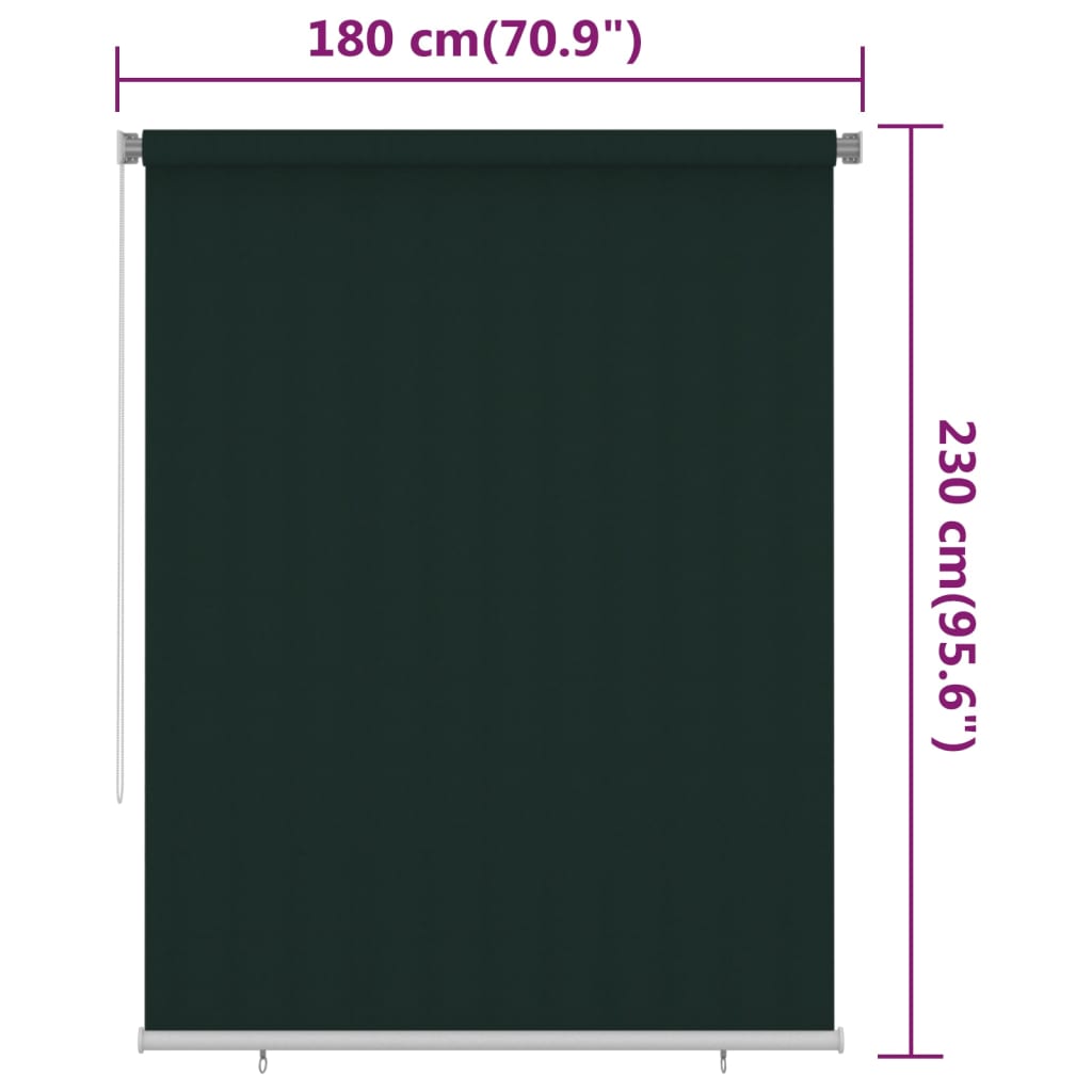 Vanjska roleta za zamračivanje 180 x 230 cm tamnozelena HDPE