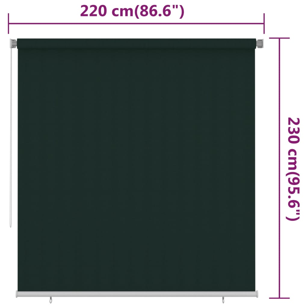 Vanjska roleta za zamračivanje 220 x 230 cm tamnozelena HDPE