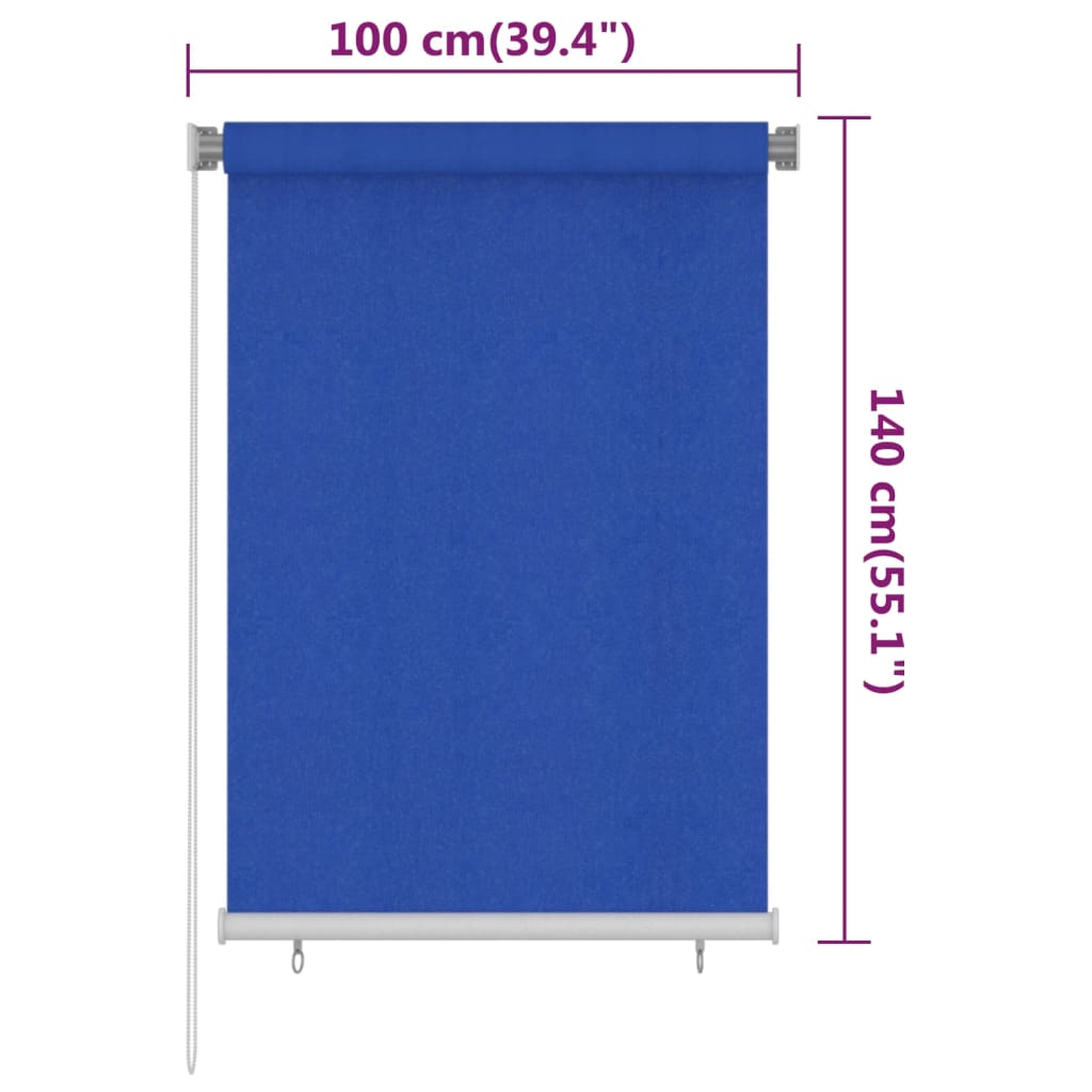 Vanjska roleta za zamračivanje 100 x 140 cm plava HDPE