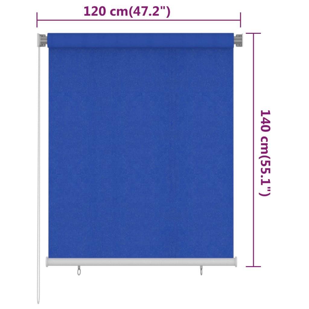 Vanjska roleta za zamračivanje 120 x 140 cm plava HDPE