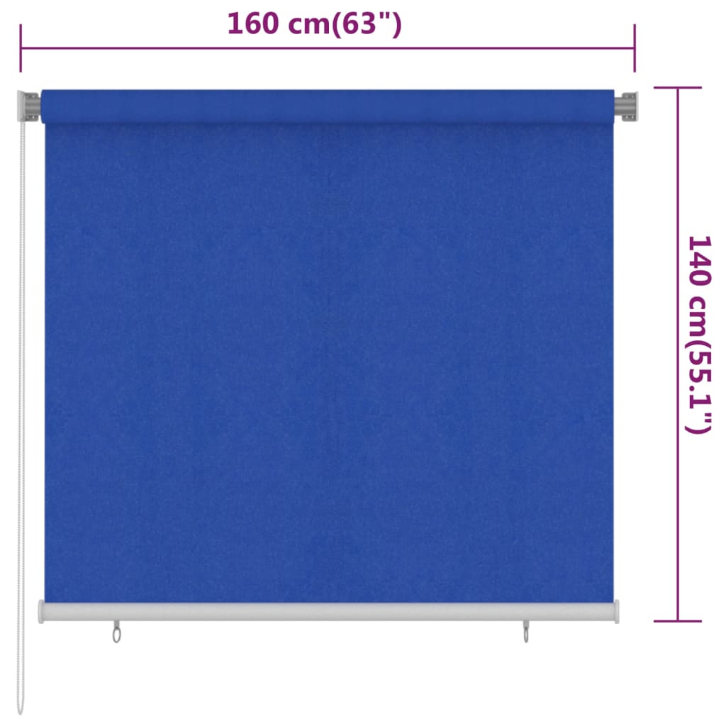 Vanjska roleta za zamračivanje 160 x 140 cm plava HDPE