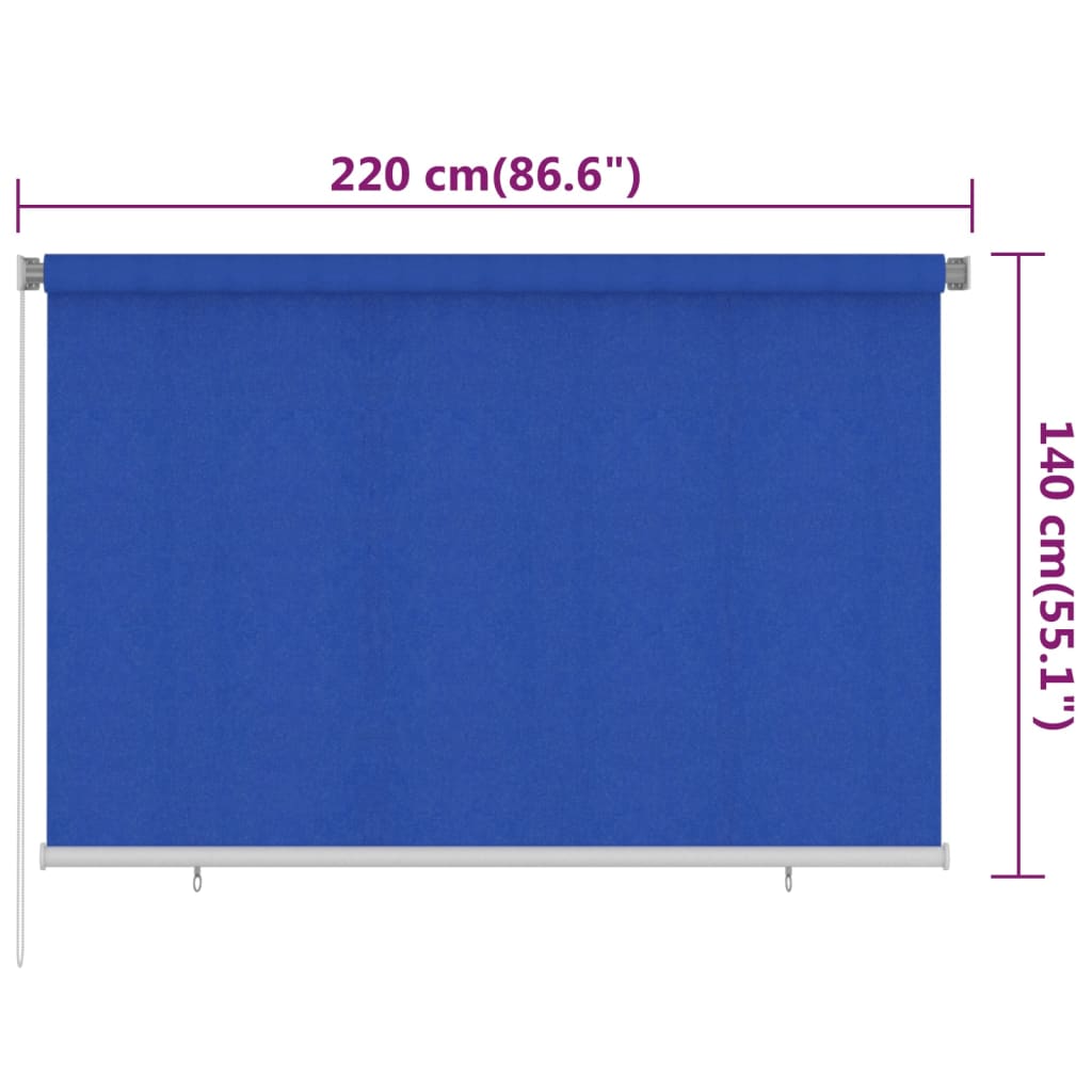 Vanjska roleta za zamračivanje 220 x 140 cm plava HDPE