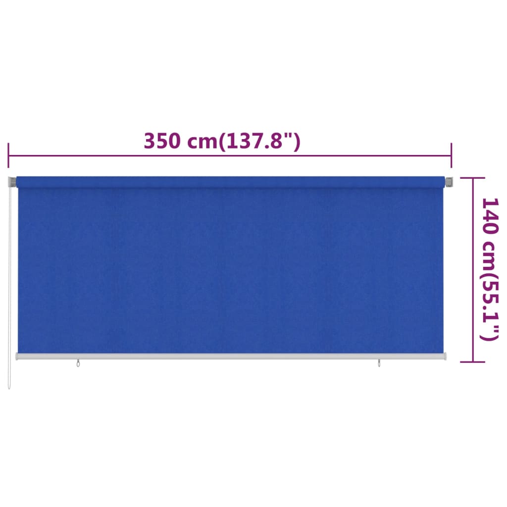 Vanjska roleta za zamračivanje 350 x 140 cm plava HDPE