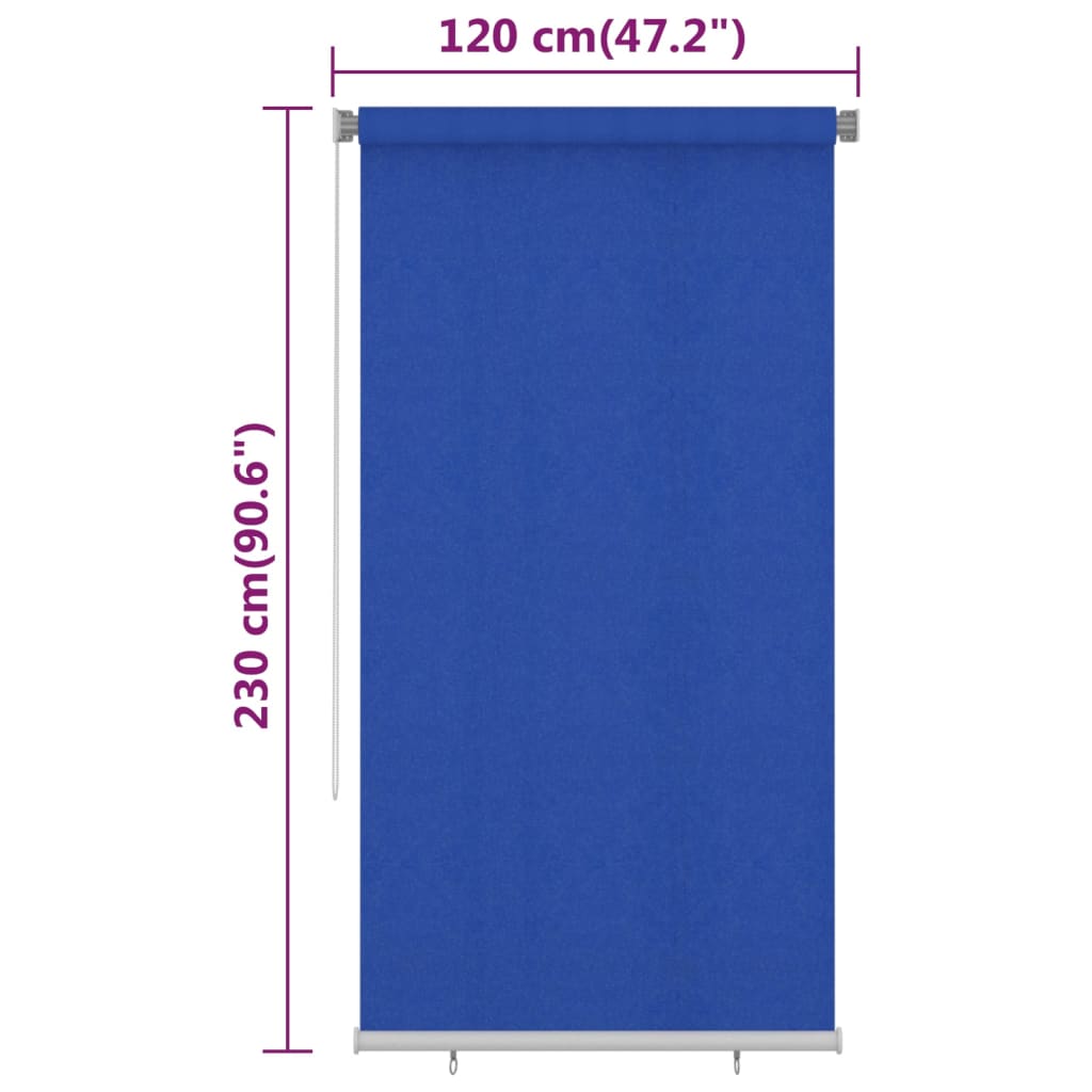 Vanjska roleta za zamračivanje 120 x 230 cm plava HDPE