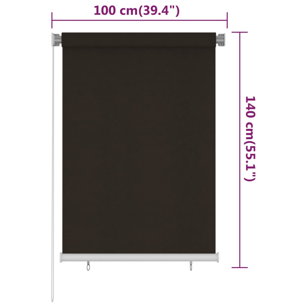 Vanjska roleta za zamračivanje 100 x 140 cm smeđa HDPE