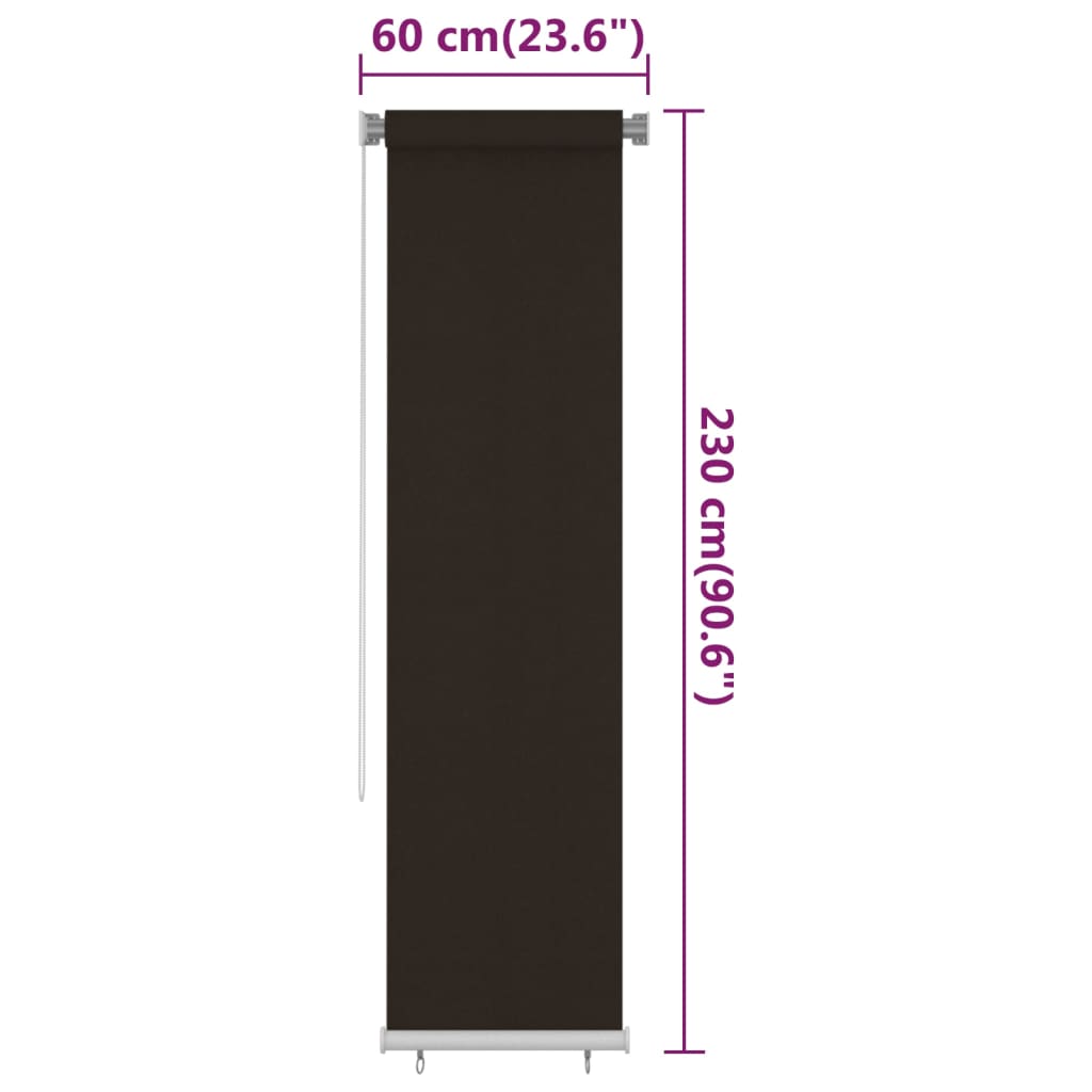 Vanjska roleta za zamračivanje 60 x 230 cm smeđa HDPE
