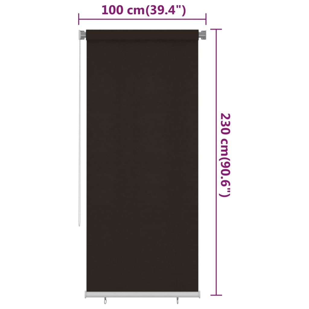Vanjska roleta za zamračivanje 100 x 230 cm smeđa HDPE