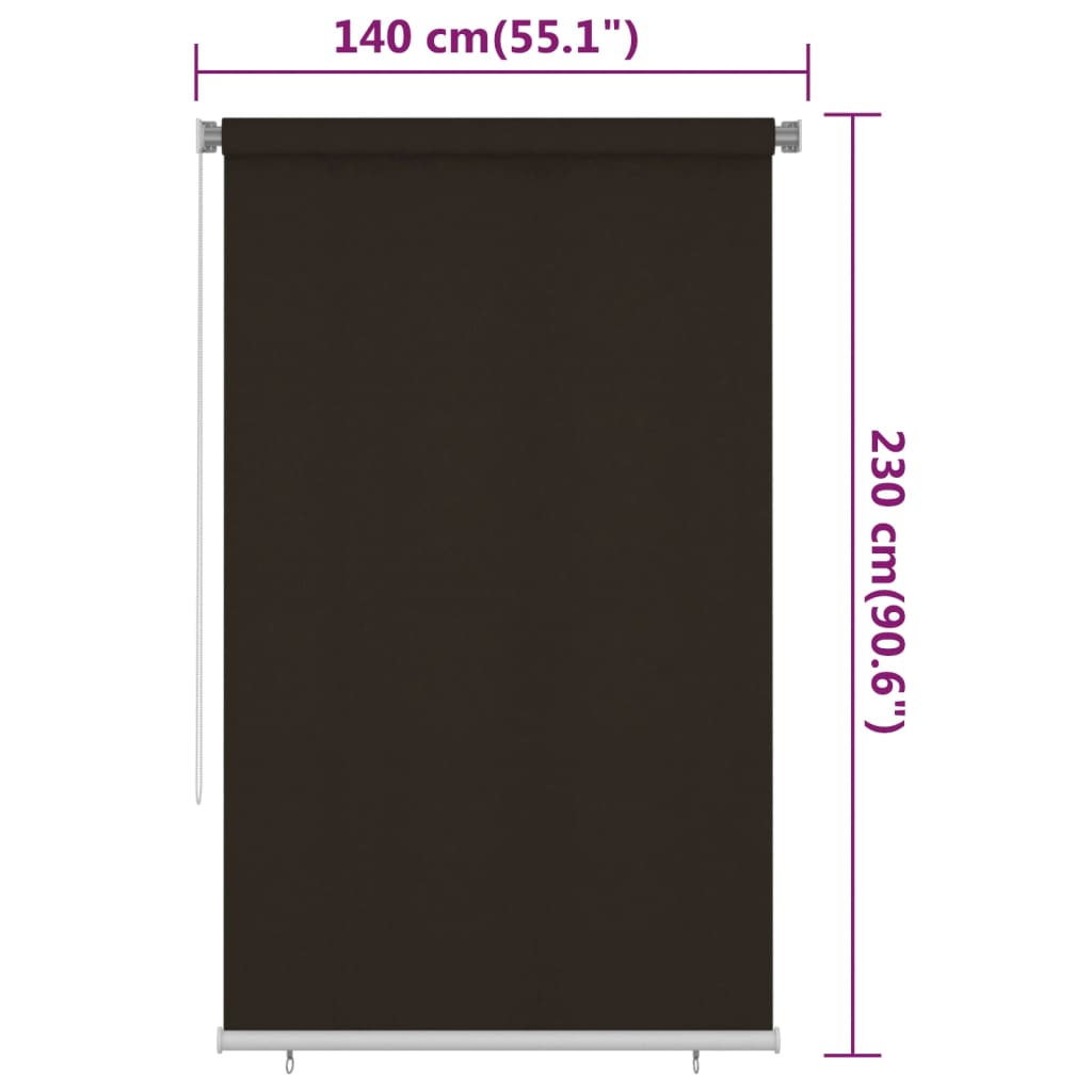 Vanjska roleta za zamračivanje 140 x 230 cm smeđa HDPE