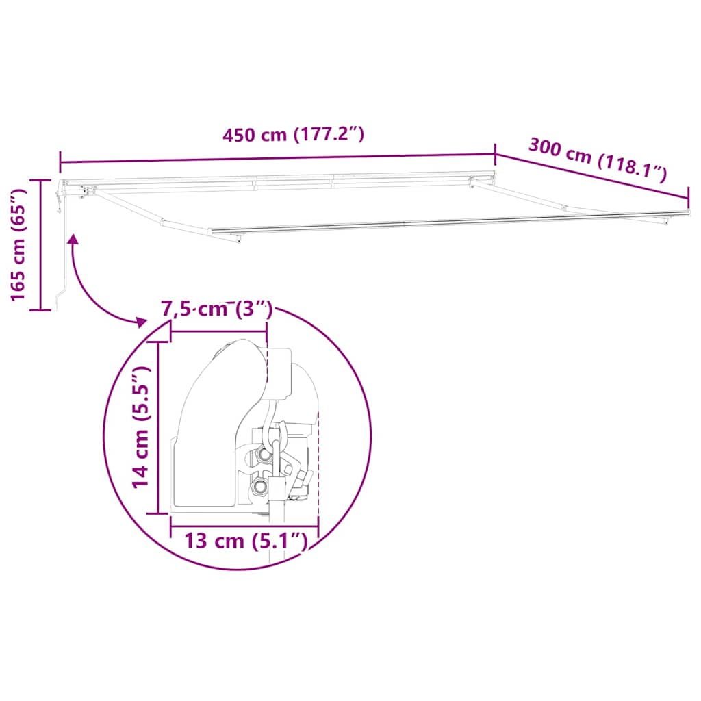 Okvir tende Bijelo 450 × 300 cm Aluminij