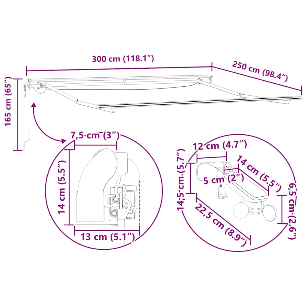 Okvir tende Bijelo 3 x 2,5 m Aluminij