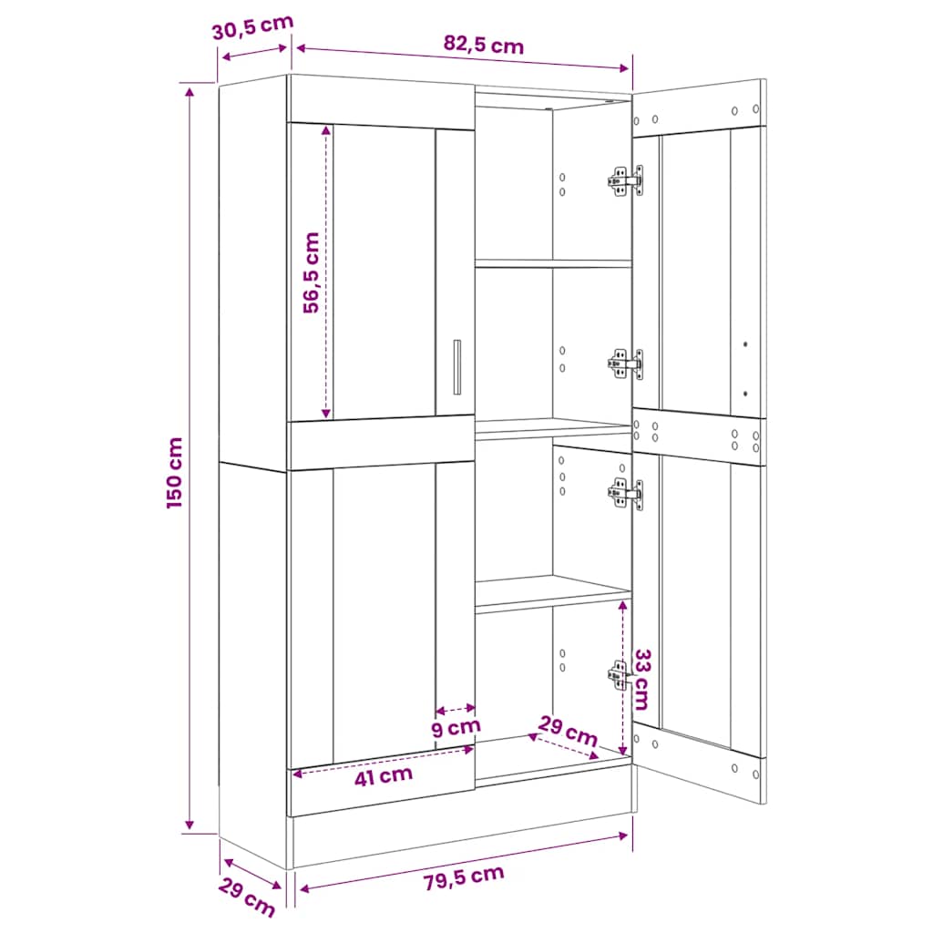 Ormarić za knjige crni 82,5 x 30,5 x 150 cm konstruirano drvo