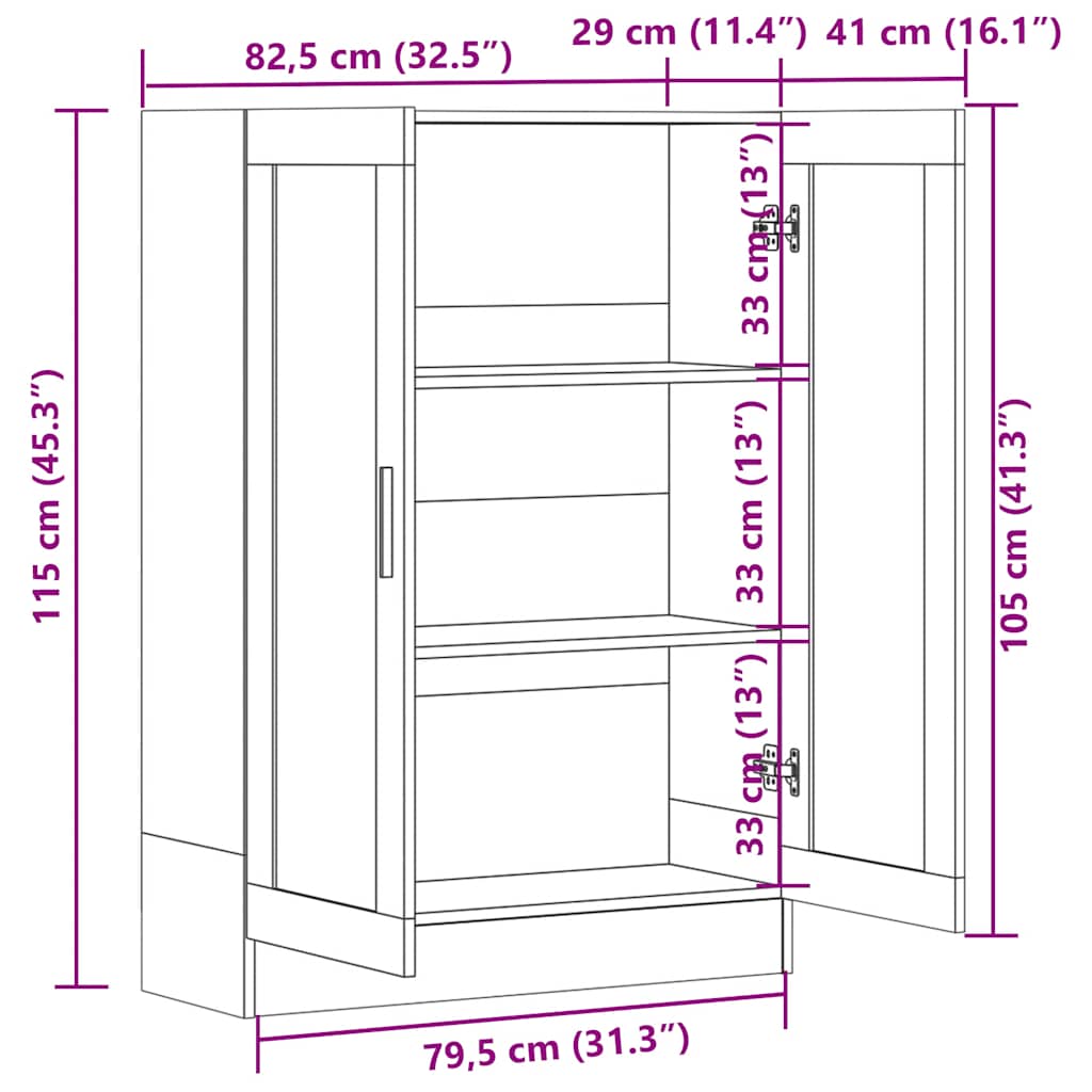 Vitrina boja hrasta sonome 82,5x30,5x115 cm konstruirano drvo