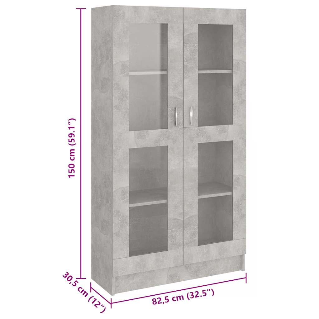 Vitrina siva boja betona 82,5 x 30,5 x 150 cm konstruirano drvo