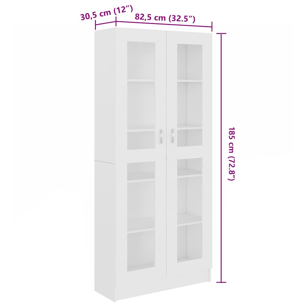 Vitrina bijela 82,5 x 30,5 x 185 cm konstruirano drvo