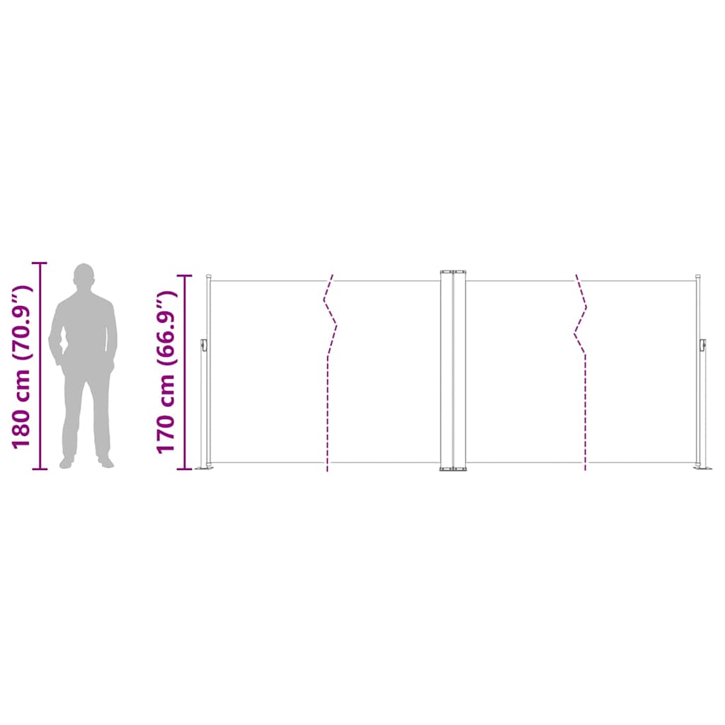 Uvlačiva bočna tenda za terasu 170 x 1200 cm krem