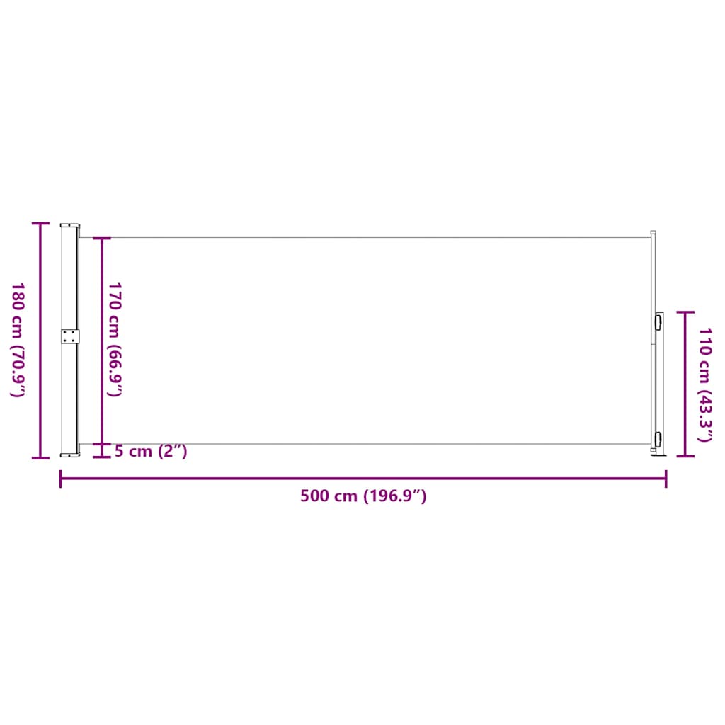 Uvlačiva bočna tenda za terasu 180 x 500 cm smeđa