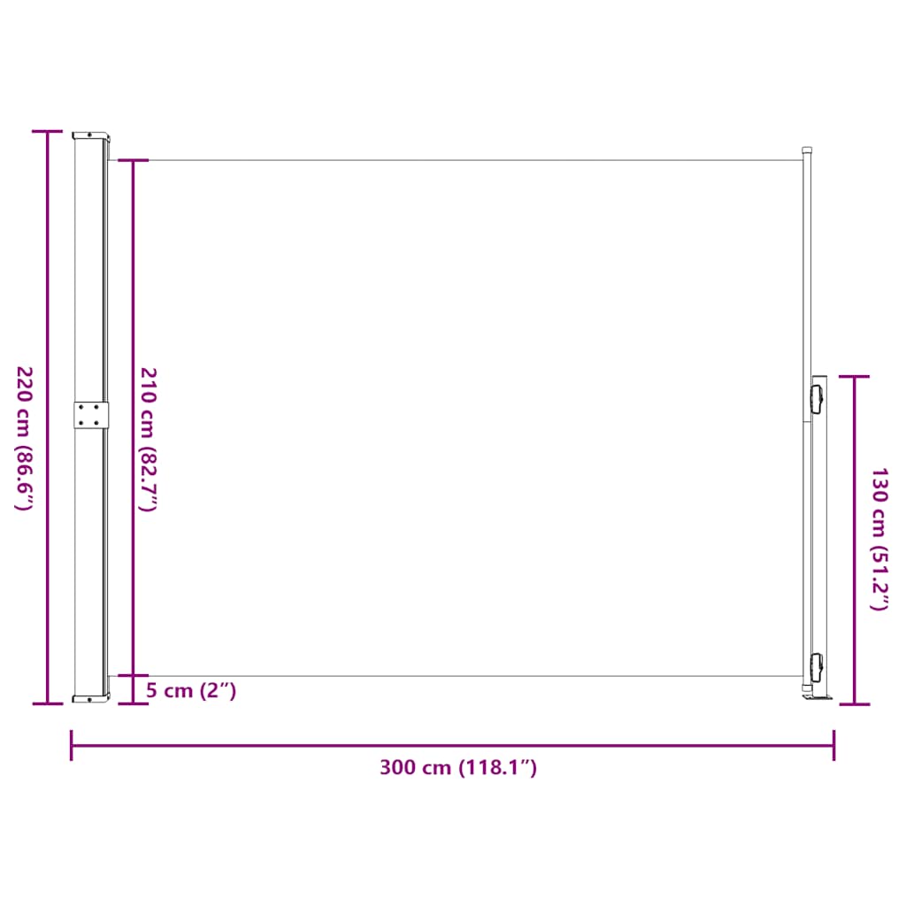 Uvlačiva bočna tenda za terasu 220 x 300 cm crvena