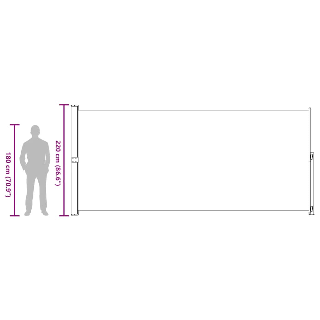 Uvlačiva bočna tenda za terasu 220 x 500 cm siva