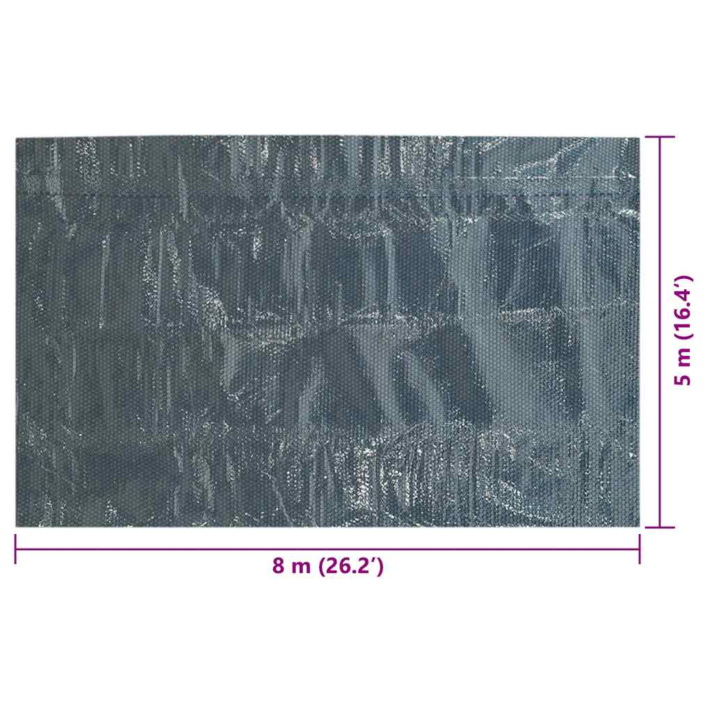 Plutajući PE solarni pokrov za bazen 800 x 500 cm crno-plavi